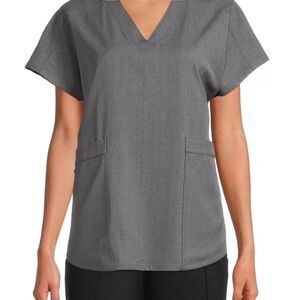 ClimateRight Women's Gray V-Neck Scrub Top M Short Sleeve Workwear